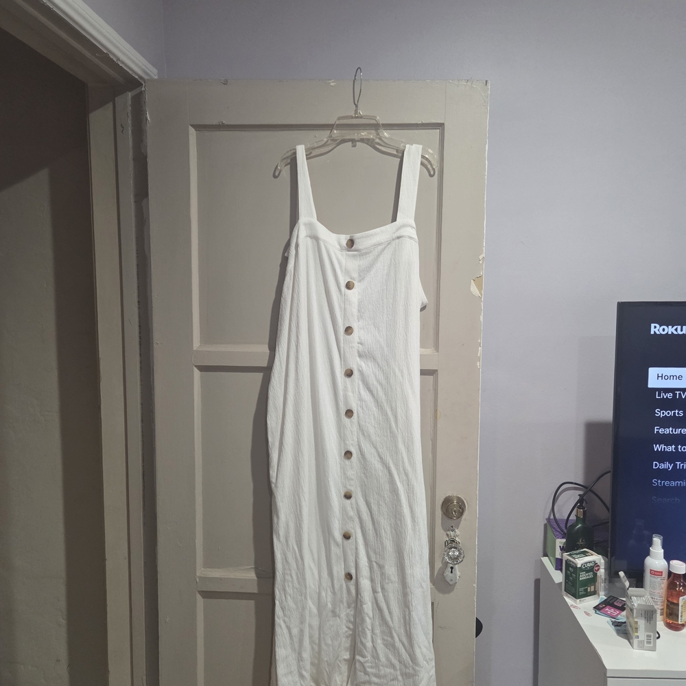 Ana + Viv White Button-Down Maxi Dress